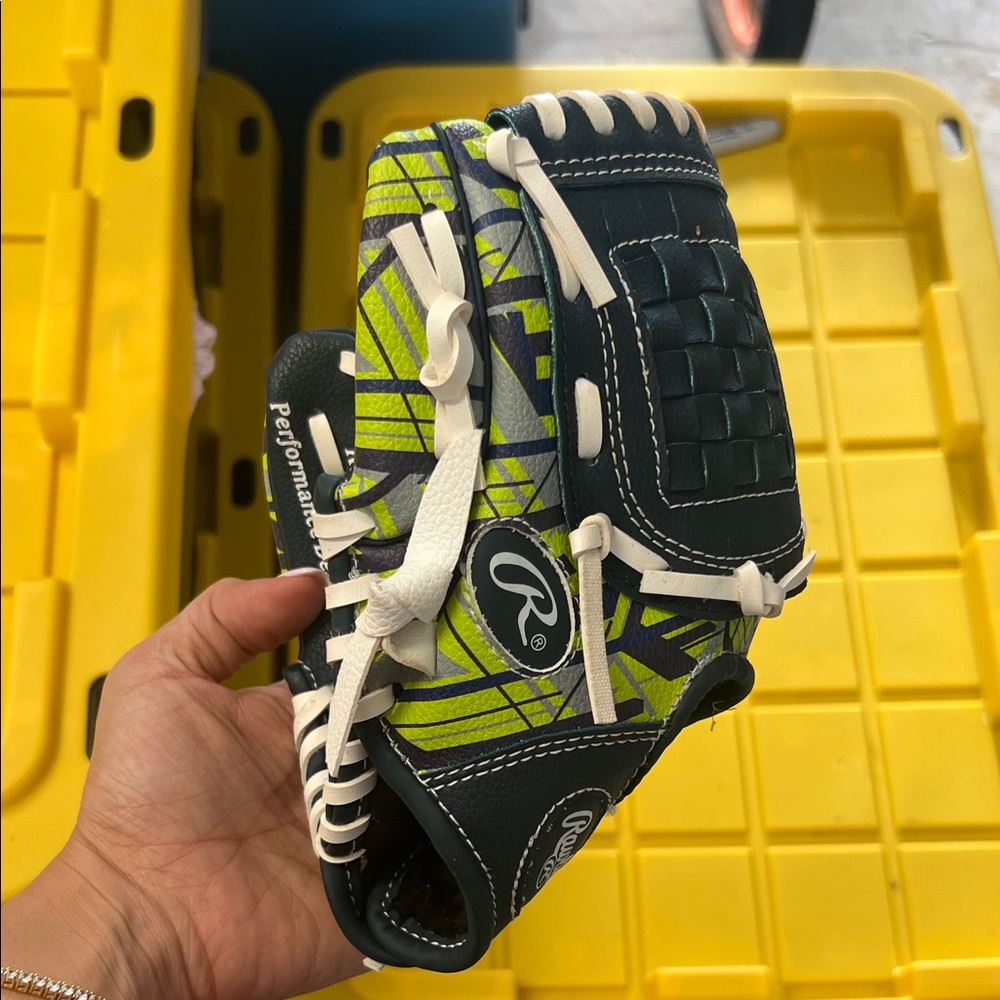 Rawlings Youth Baseball Glove in Lime Green and Navy